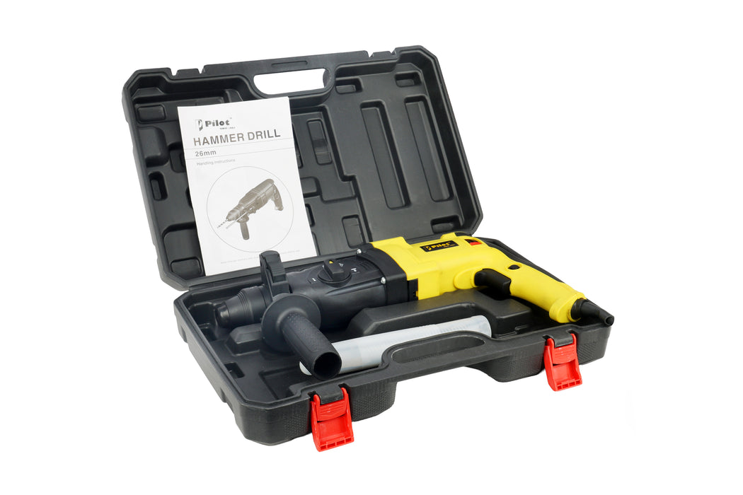 Pilot Rotary Hammer Drill 26MM 1000W | SDS Plus Hammer Drill Machine | Concrete, Brick, Stone & Masonry Drilling, Chiseling & Demolition Tool for Construction, Industrial & DIY Applications