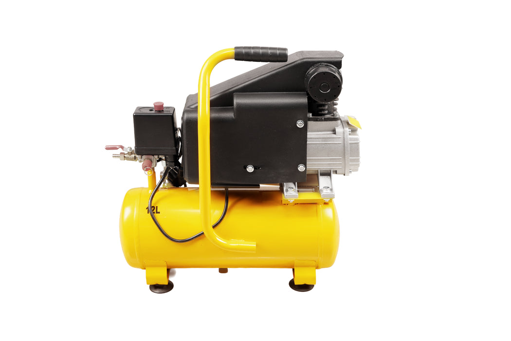 Pilot 2HP Direct Driven Air Compressor 12L, 256L/min, 8 Bar, 2850 RPM – Portable Air Compressor for Car Washing, Tyre Inflation, Spray Painting & Garage Use