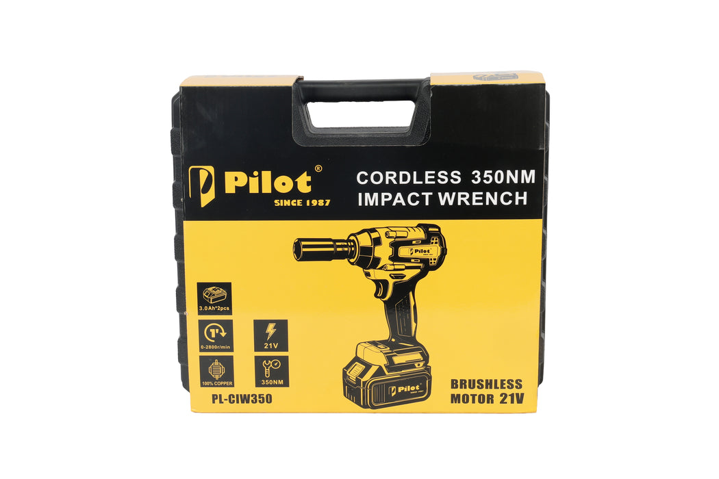 Pilot Cordless Impact Wrench 350Nm | 21V Brushless Copper Motor | 3.0Ah Rechargeable Battery | Variable Speed High Torque Power Wrench for Automotive, Construction, Industrial & Workshop Use