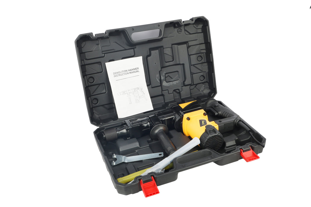 Pilot Demolition Hammer 7KG 1500W Electric Jack Hammer | 10J Impact Energy | 3000 BPM Heavy Duty Concrete Breaker with Anti-Vibration Handle | Demolition Tool for Concrete, Tile, Wall & Construction