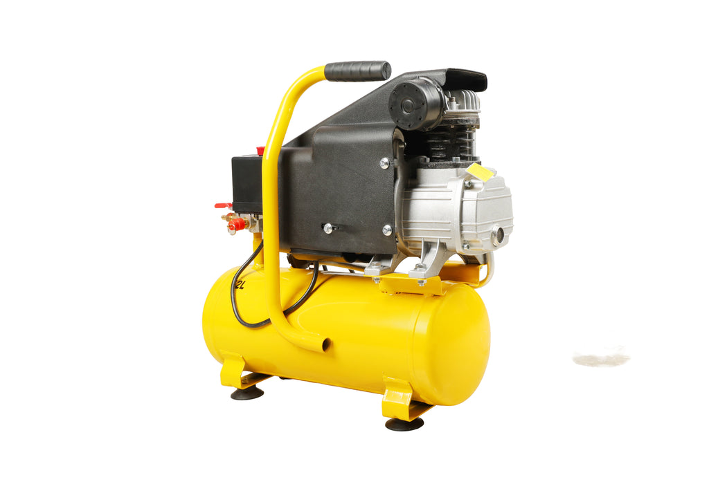 Pilot 2HP Direct Driven Air Compressor 12L, 256L/min, 8 Bar, 2850 RPM – Portable Air Compressor for Car Washing, Tyre Inflation, Spray Painting & Garage Use