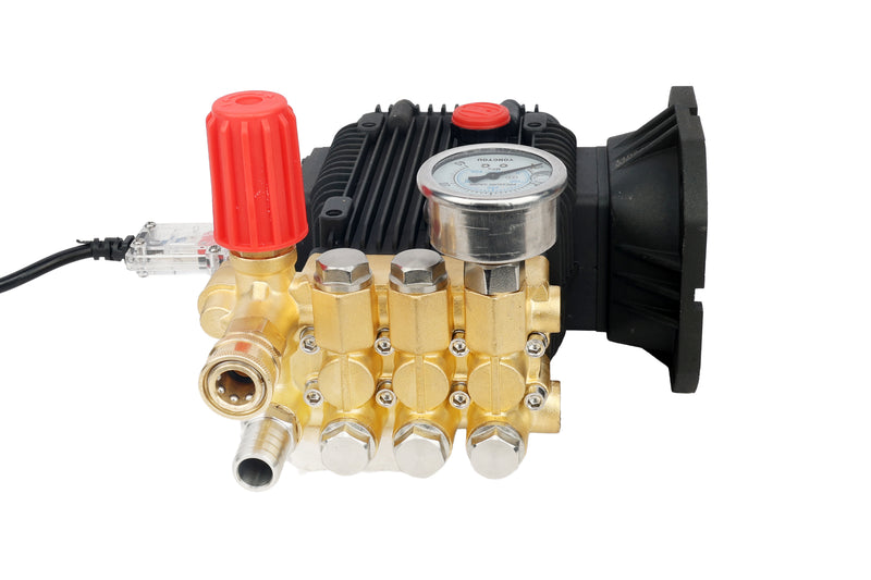 Pilot High Pressure Triplex Plunger Pump 200 Bar | 24mm Flange Mount | 3-5HP Compatible | 3-Piston Pressure Washer Pump with Repair Kit for Industrial & Commercial Cleaning