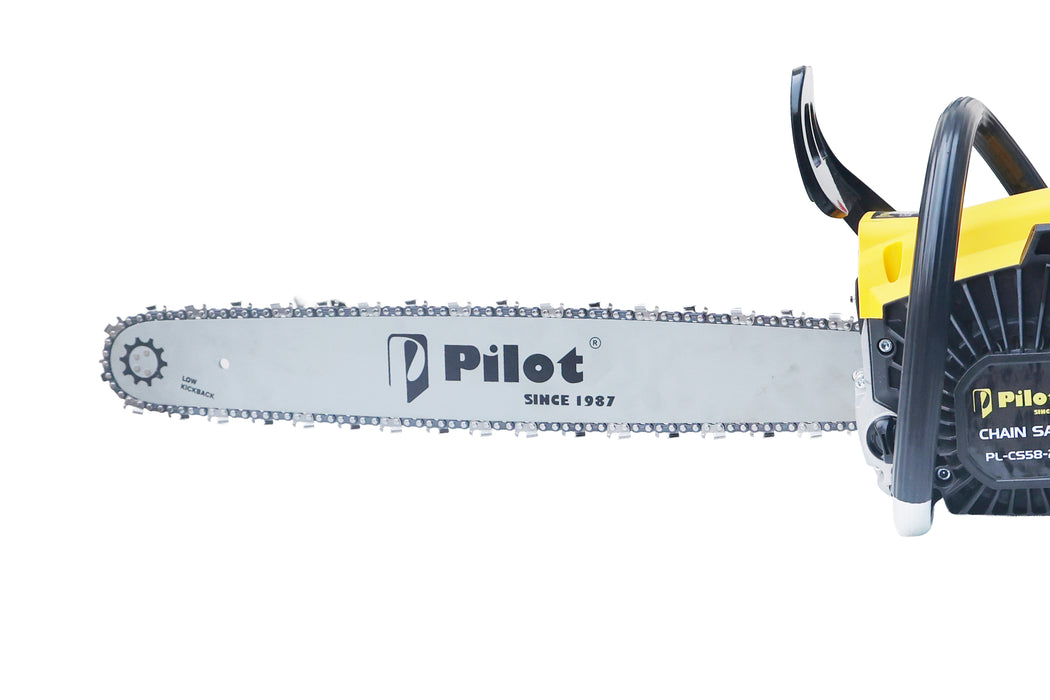 Pilot 58CC 2-Stroke Petrol Chain Saw with 22-Inch Guide Bar | Air-Cooled Engine | Recoil Start | Heavy-Duty Wood Cutting, Tree Maintenance & Farming Use