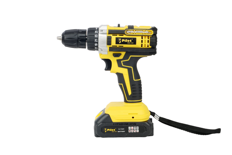 Pilot Cordless Drill Machine 21V | 24 Pcs Tool Kit | 25 Nm Max Torque | 10MM Chuck | Copper Winding Motor | Rechargeable Power Drill for Wood, Metal, Furniture Assembly, DIY & Home Repairs