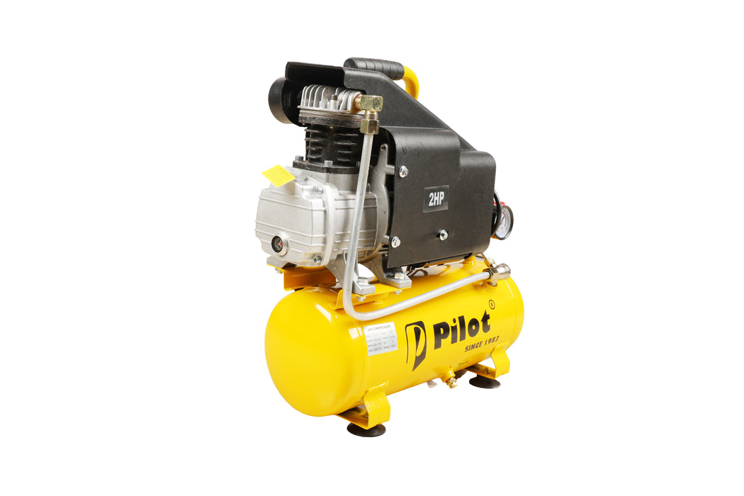 Pilot 2HP Direct Driven Air Compressor 12L, 256L/min, 8 Bar, 2850 RPM – Portable Air Compressor for Car Washing, Tyre Inflation, Spray Painting & Garage Use