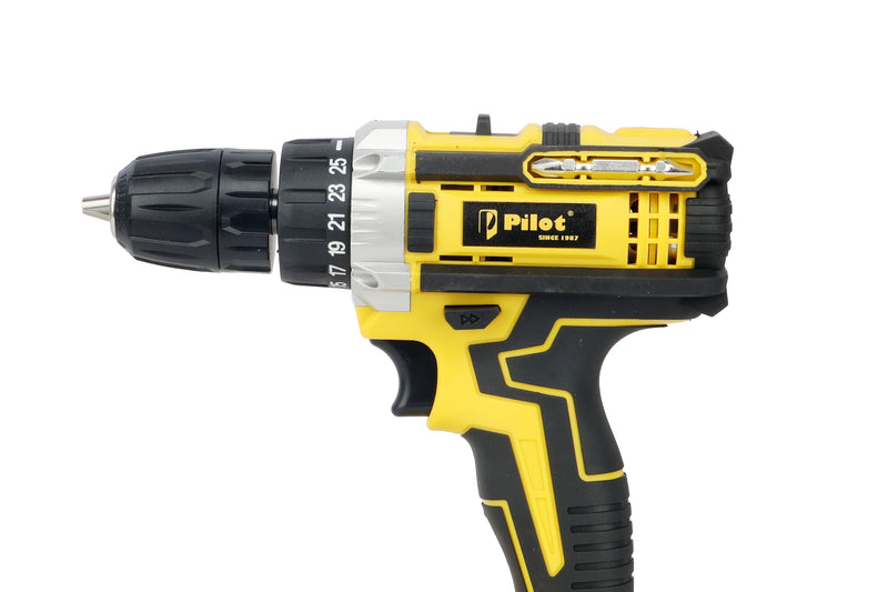 Pilot Cordless Drill Machine 21V | 24 Pcs Tool Kit | 25 Nm Max Torque | 10MM Chuck | Copper Winding Motor | Rechargeable Power Drill for Wood, Metal, Furniture Assembly, DIY & Home Repairs