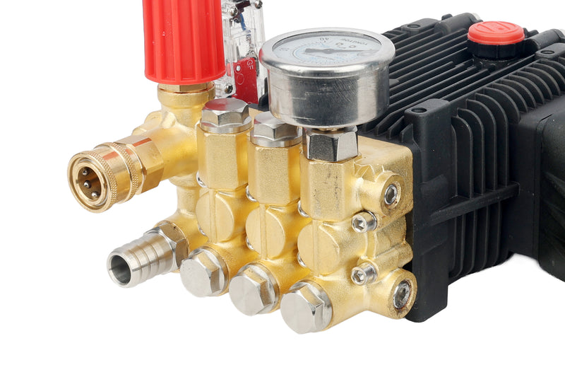 Pilot High Pressure Triplex Plunger Pump 200 Bar | 24mm Flange Mount | 3-5HP Compatible | 3-Piston Pressure Washer Pump with Repair Kit for Industrial & Commercial Cleaning