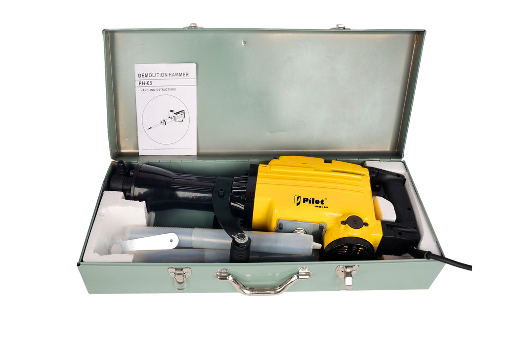 Pilot Demolition Hammer 16KG 2000W Electric Jack Hammer | 45J Impact Energy | 1400 BPM Heavy Duty Concrete Breaker with Shock-Absorbing Handle for RCC, Concrete, Roadwork, Construction & Industrial Demolition