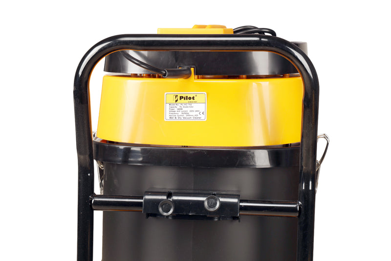 Pilot 70L Wet and Dry Vacuum Cleaner | 2400W Double Copper Motor | Stainless Steel Body | High Suction Heavy Duty Industrial Vacuum | For Home, Car, Garage & Commercial Use
