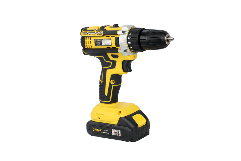 Pilot Cordless Drill Machine 21V | 24 Pcs Tool Kit | 25 Nm Max Torque | 10MM Chuck | Copper Winding Motor | Rechargeable Power Drill for Wood, Metal, Furniture Assembly, DIY & Home Repairs