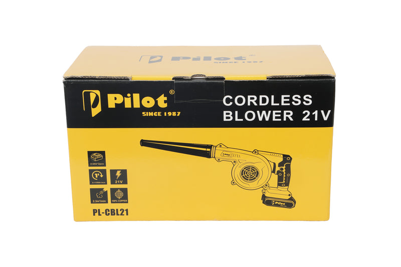 Pilot 21V Cordless Blower | 11000 RPM High-Speed Airflow | 2.3 m³/min | 2.0Ah Battery | Lightweight Electric Air Blower for Home, Car & Workshop Cleaning