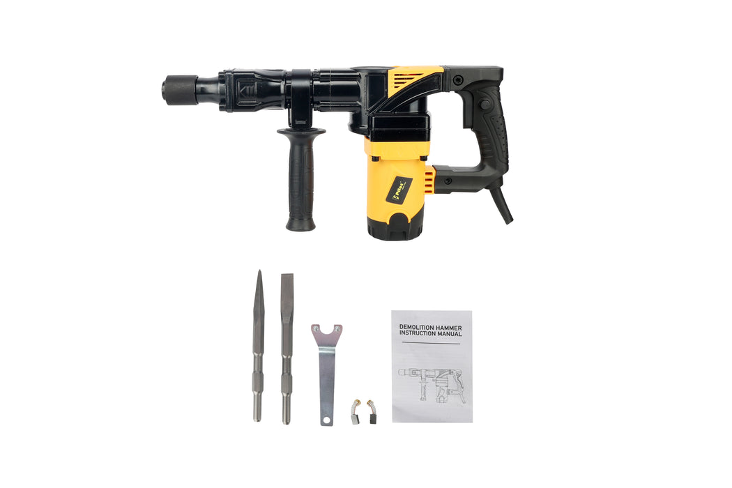 Pilot Demolition Hammer 7KG 1500W Electric Jack Hammer | 10J Impact Energy | 3000 BPM Heavy Duty Concrete Breaker with Anti-Vibration Handle | Demolition Tool for Concrete, Tile, Wall & Construction
