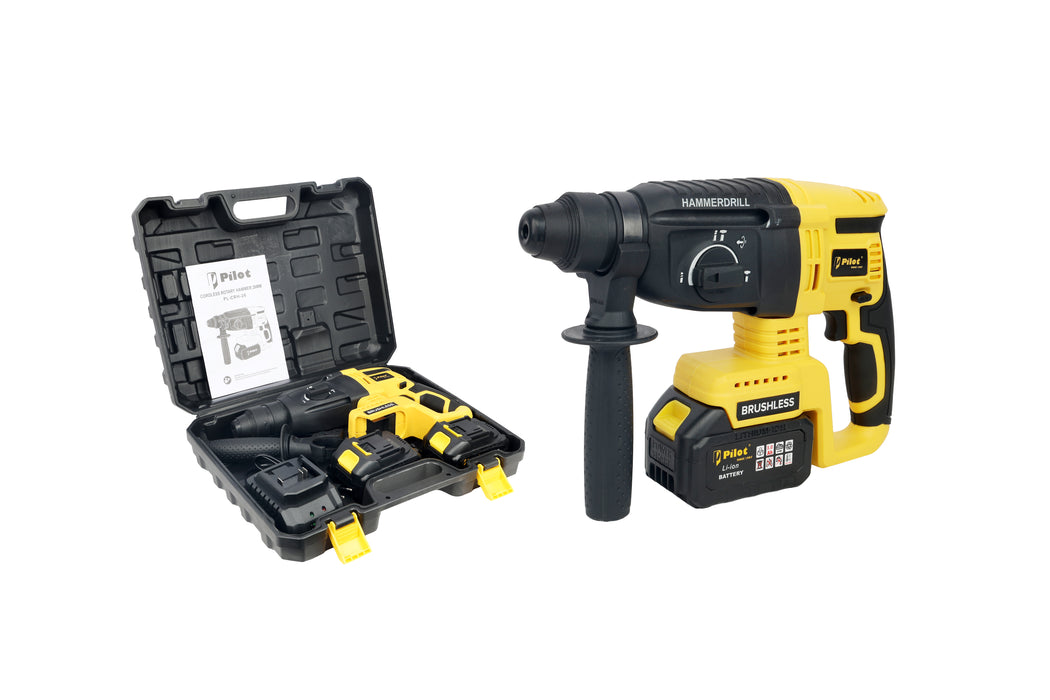 Pilot 21V Cordless Rotary Hammer Drill | Brushless Copper Motor, 3.0Ah Battery, SDS Plus Chuck 26MM, 3.0J Impact Energy, 0-2800 RPM | Heavy Duty Concrete Drilling Machine