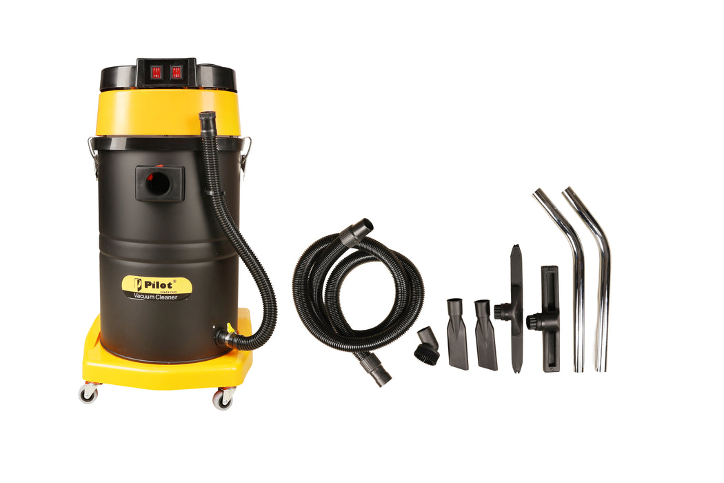 Pilot 70L Wet and Dry Vacuum Cleaner | 2400W Double Copper Motor | Stainless Steel Body | High Suction Heavy Duty Industrial Vacuum | For Home, Car, Garage & Commercial Use