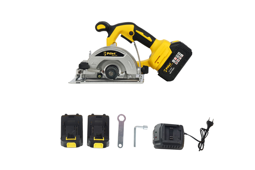 Pilot 21V Cordless Marble Cutter 125MM | Brushless Motor, 4.0Ah Battery, 5000 RPM, Heavy Duty Tile Granite Stone Cutting Machine