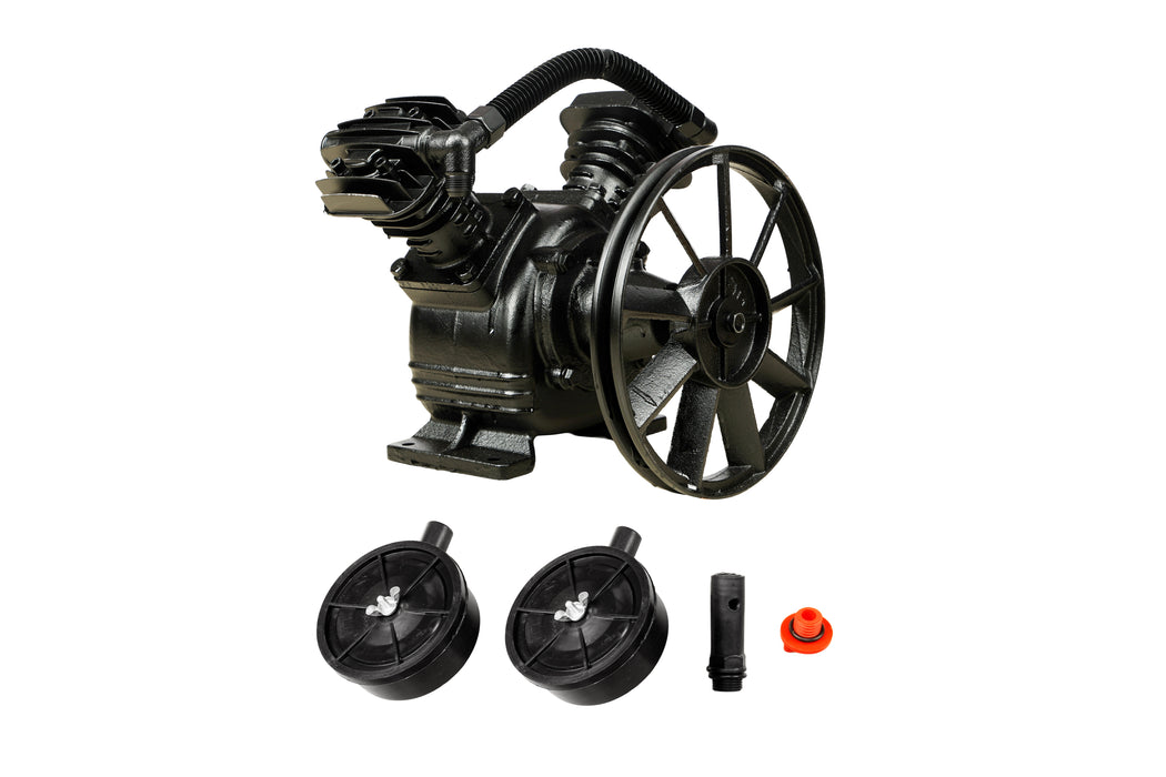 Pilot Tools 2051 Air Compressor Head 2HP | Oil Lubricated Twin Cylinder Pump | 170 L/min | 8 Bar (115 PSI) | Heavy Duty Compressor Head for Pneumatic Tools & Industrial Applications