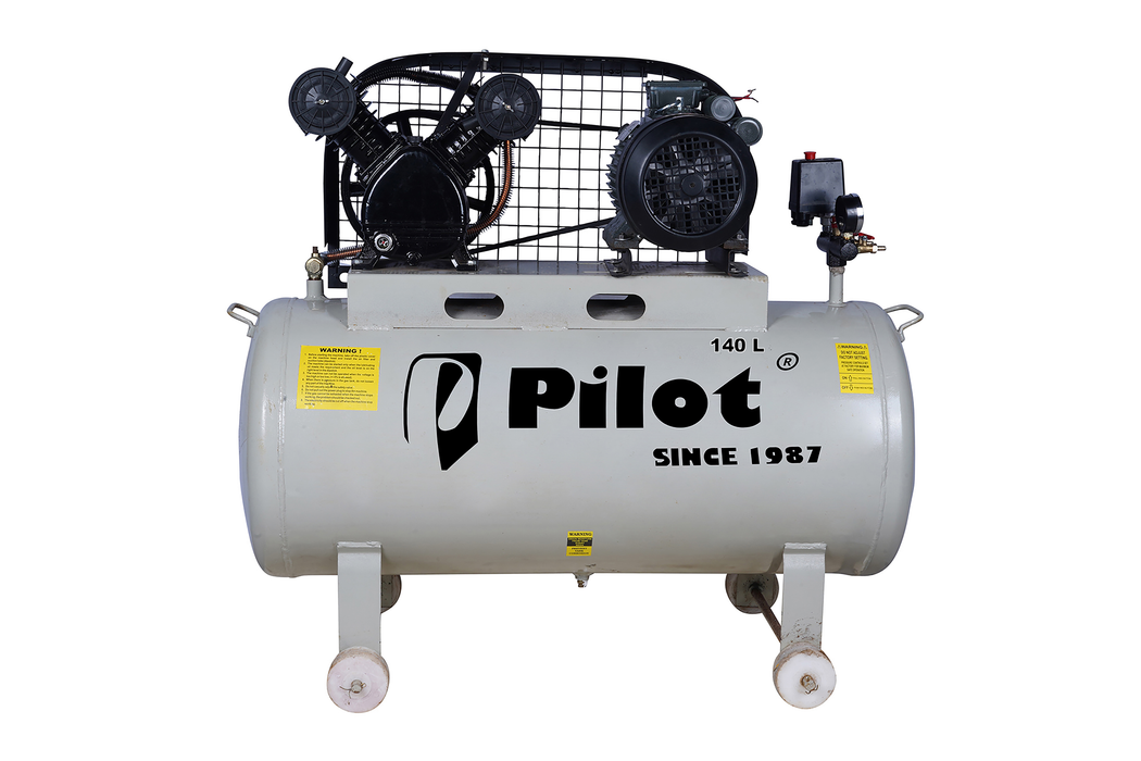 Belt Driven Air Compressor Double Cylinder 140L 2HP Crompton Motor