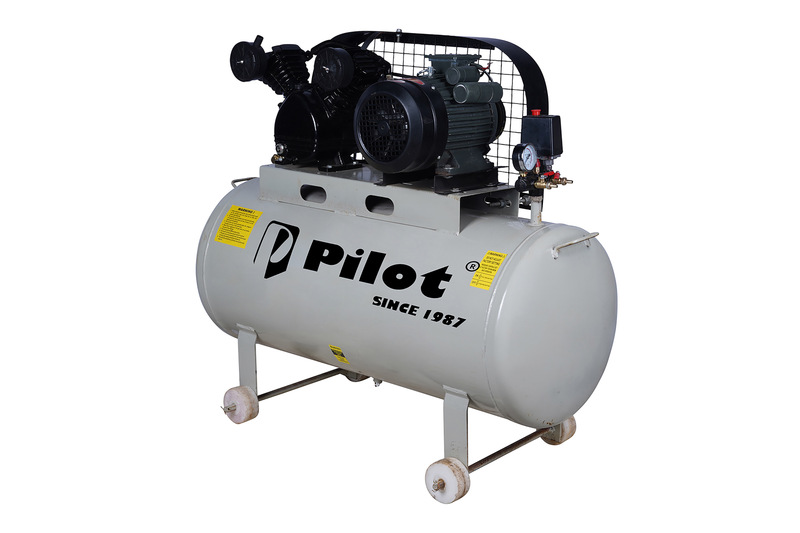Belt Driven Air Compressor Double Cylinder 140L 2HP Crompton Motor