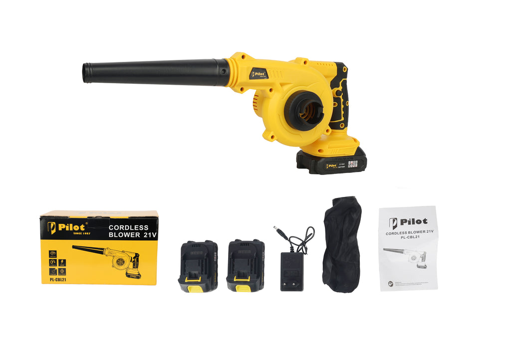 Pilot 21V Cordless Blower | 11000 RPM High-Speed Airflow | 2.3 m³/min | 2.0Ah Battery | Lightweight Electric Air Blower for Home, Car & Workshop Cleaning