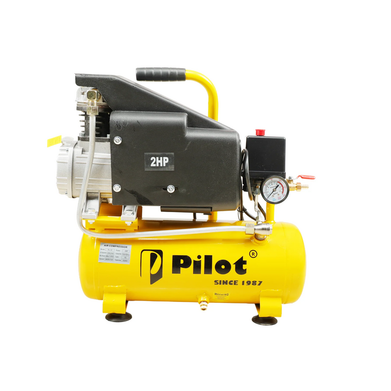 Pilot 2HP Direct Driven Air Compressor 12L, 256L/min, 8 Bar, 2850 RPM – Portable Air Compressor for Car Washing, Tyre Inflation, Spray Painting & Garage Use