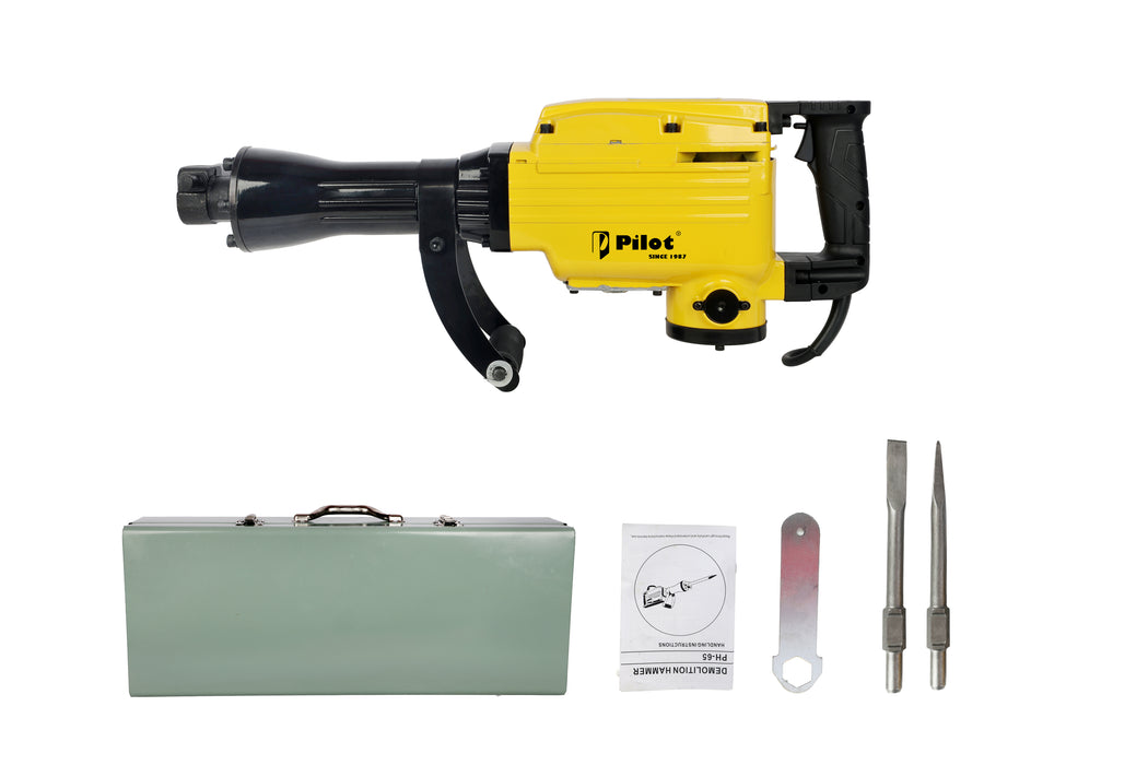 Pilot Demolition Hammer 16KG 2000W Electric Jack Hammer | 45J Impact Energy | 1400 BPM Heavy Duty Concrete Breaker with Shock-Absorbing Handle for RCC, Concrete, Roadwork, Construction & Industrial Demolition