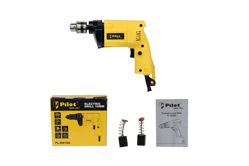 Pilot Electric Drill Machine 10MM | 500W High-Speed Electric Drill | 26,000 RPM | Heavy Duty Drill for Wood, Metal & Plastic | Home & Professional Use