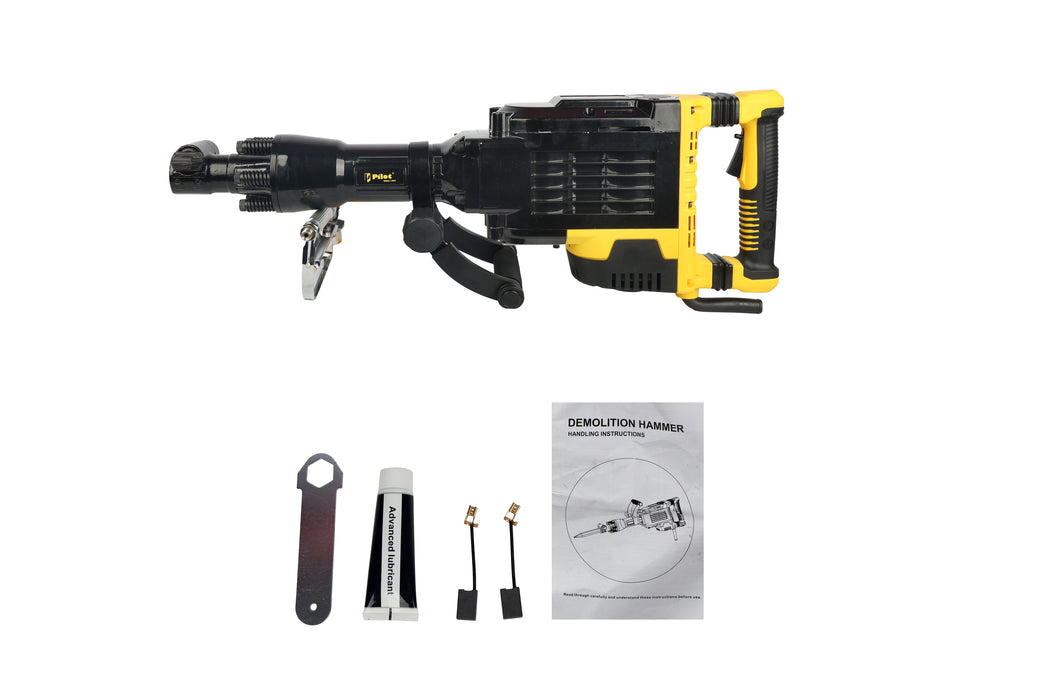 Pilot Demolition Hammer 24KG 3000W Electric Jack Hammer | 75J Impact Energy | 2200 BPM Heavy Duty Concrete Breaker with Comfort Grip Handle for RCC, Concrete, Roadwork, Construction & Industrial Demolition