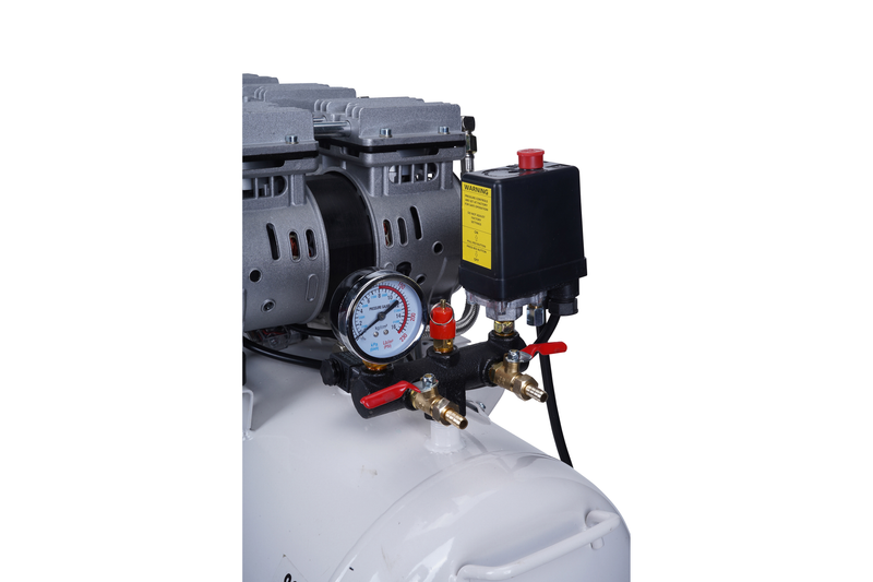 Pilot Oil-Free Silent Air Compressor 80L Tank, 2250W Motor, 150L/min Air Flow, 8 Bar/115 PSI, Low Noise Air Compressor for Dental Clinics, Medical Labs, Workshops, Automotive & Home Use