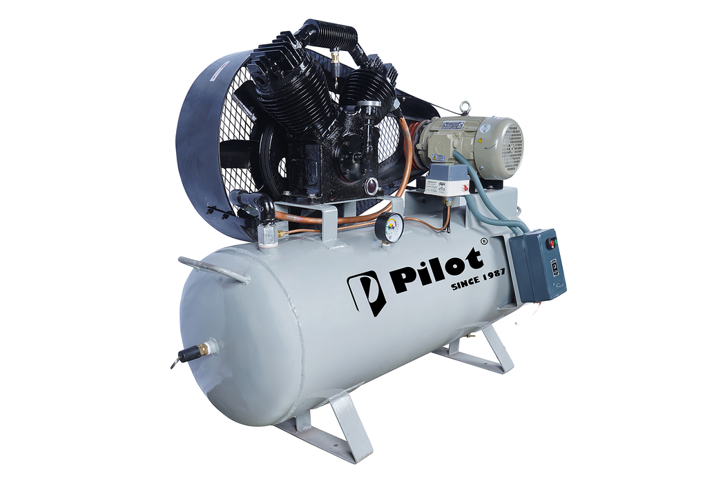 Belt Driven Air Compressor Double Cylinder 220L 5HP Crompton Motor