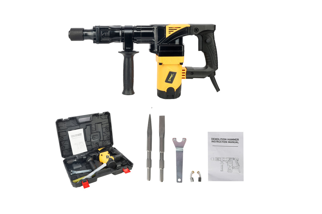 Pilot Demolition Hammer 7KG 1500W Electric Jack Hammer | 10J Impact Energy | 3000 BPM Heavy Duty Concrete Breaker with Anti-Vibration Handle | Demolition Tool for Concrete, Tile, Wall & Construction