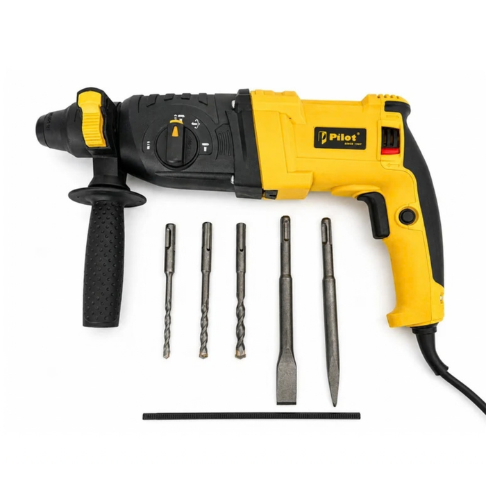 Pilot Rotary Hammer Drill 26MM 1000W | SDS Plus Hammer Drill Machine | Concrete, Brick, Stone & Masonry Drilling, Chiseling & Demolition Tool for Construction, Industrial & DIY Applications