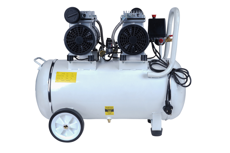 Pilot  Oil-Free Silent Air Compressor 60L Tank, 1100W Motor, 100L/min Air Flow, 8 Bar/115 PSI, Low Noise Air Compressor for Dental Clinics, Laboratories, Workshops, Airbrushing & Home Use
