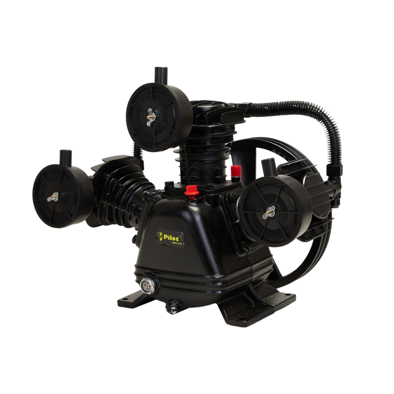 Pilot Tools 3065 Air Compressor Head 4HP | Oil Lubricated Triple Cylinder Pump | 360 L/min Air Delivery | 8 Bar (115 PSI) | Heavy Duty Compressor Head for Pneumatic Tools & Industrial Applications