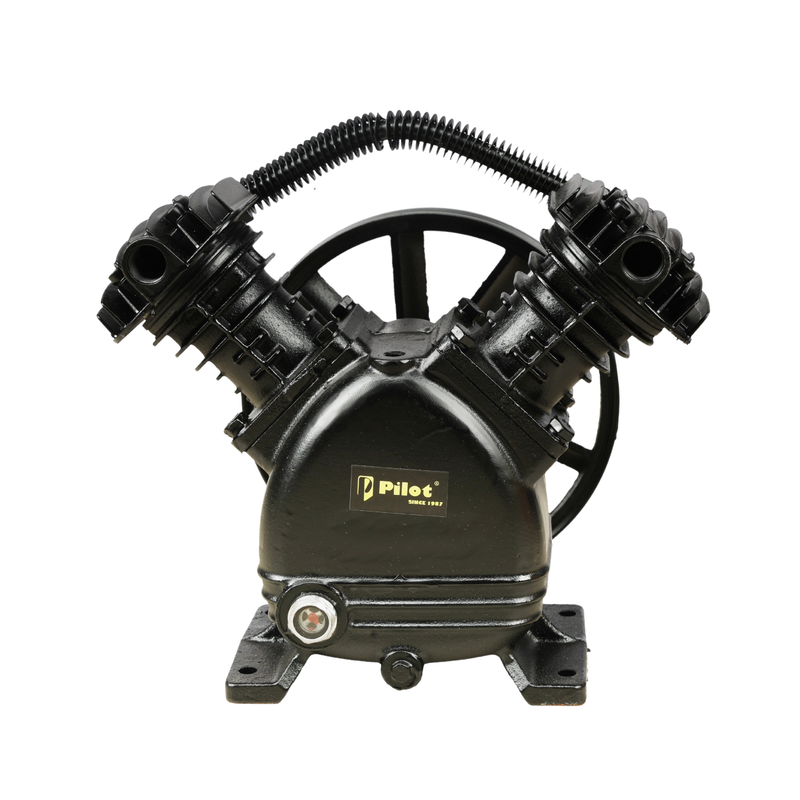 Pilot Tools 2051 Air Compressor Head 2HP | Oil Lubricated Twin Cylinder Pump | 170 L/min | 8 Bar (115 PSI) | Heavy Duty Compressor Head for Pneumatic Tools & Industrial Applications
