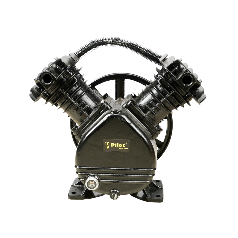 Pilot Tools 2065 Air Compressor Head 3HP | Oil Lubricated Twin Cylinder Pump | 250 L/min Air Delivery | 8 Bar (115 PSI) | Heavy Duty Compressor Head for Pneumatic Tools & Industrial Applications