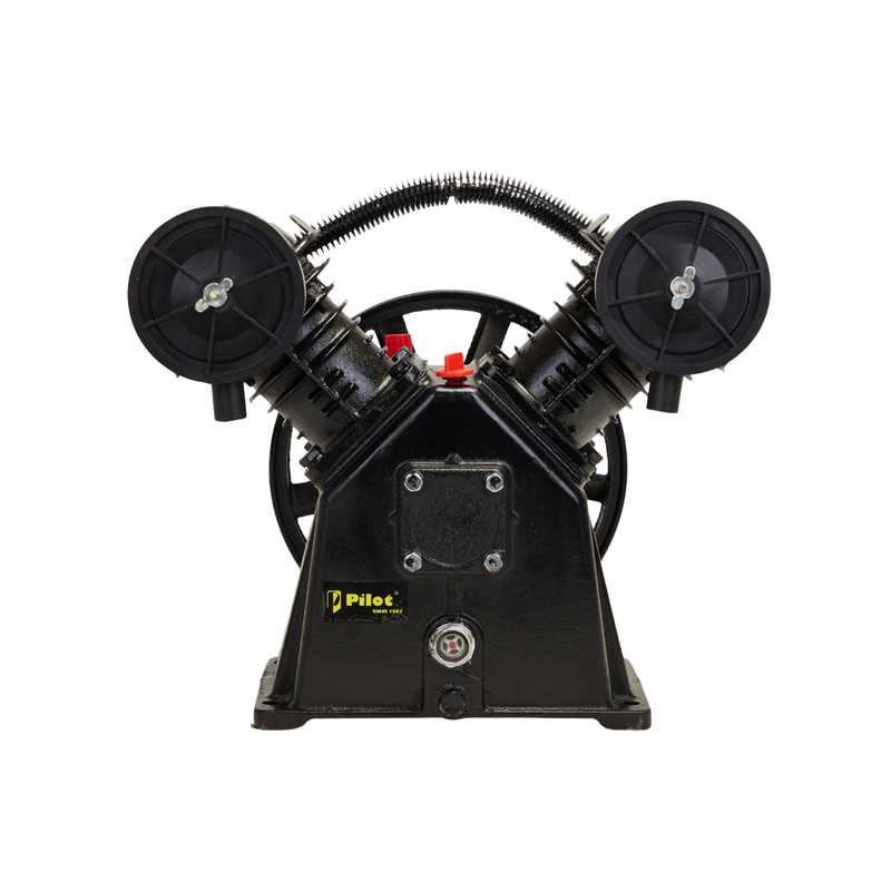 Pilot 2065 Big Heavy Duty Air Pump | 3HP Air Compressor Head | 250L/Min Air Flow | 8 Bar | Dual Cylinder Pump for Industrial & Workshop Use