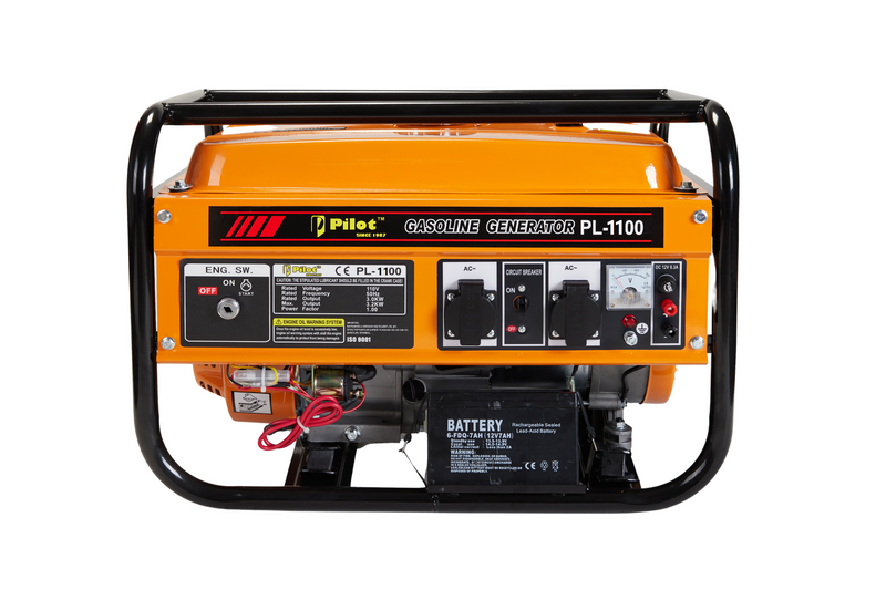PILOT 1.1kW Gasoline Generator | 4-Stroke OHV 193cc Petrol Engine | 1kW Rated Power | 1.1kW Max Output | 15L Fuel Tank | 230V Single Phase | Recoil Start | Portable Generator