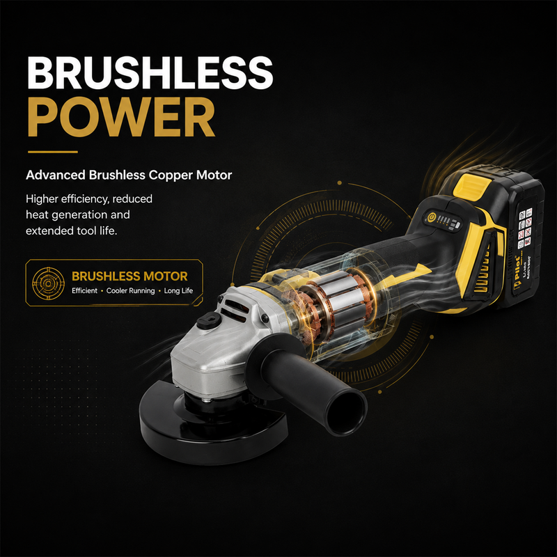 Pilot 21V Cordless Angle Grinder 100MM | 21V Brushless Motor | 11000 RPM | 4.0Ah Battery | Electric Grinder for Cutting & Grinding Metal