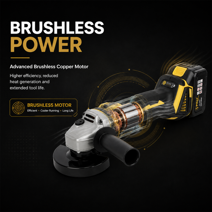 Pilot 21V Cordless Angle Grinder 100MM | 21V Brushless Motor | 11000 RPM | 4.0Ah Battery | Electric Grinder for Cutting & Grinding Metal