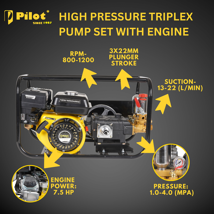 HTP Petrol Engine 7.5HP Sprayer 22No Pump Set