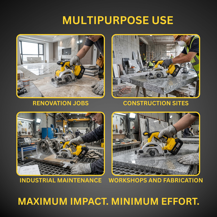 Pilot 21V Cordless Marble Cutter 125MM | Brushless Motor, 4.0Ah Battery, 5000 RPM, Heavy Duty Tile Granite Stone Cutting Machine