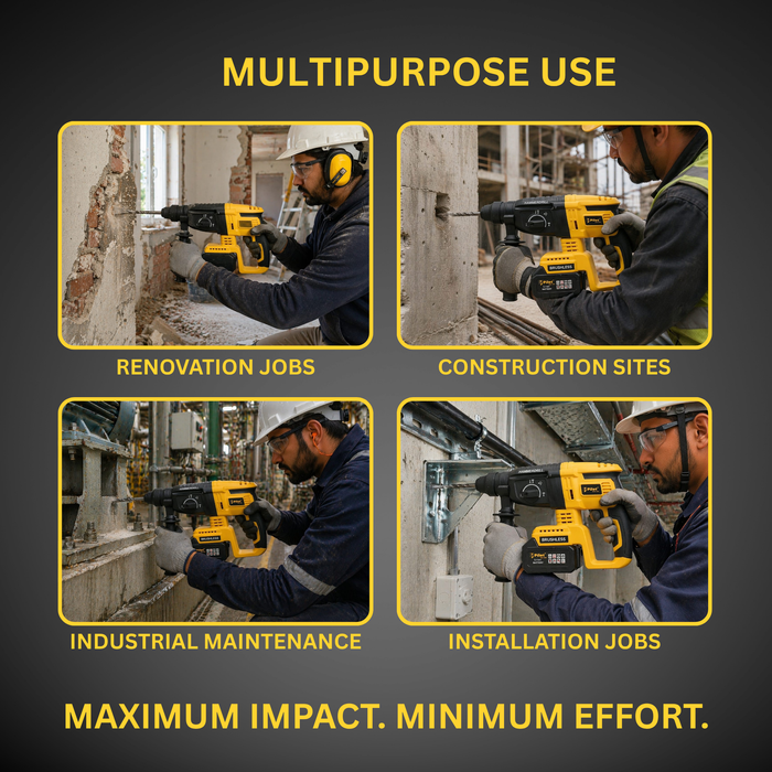Pilot 21V Cordless Rotary Hammer Drill | Brushless Copper Motor, 3.0Ah Battery, SDS Plus Chuck 26MM, 3.0J Impact Energy, 0-2800 RPM | Heavy Duty Concrete Drilling Machine