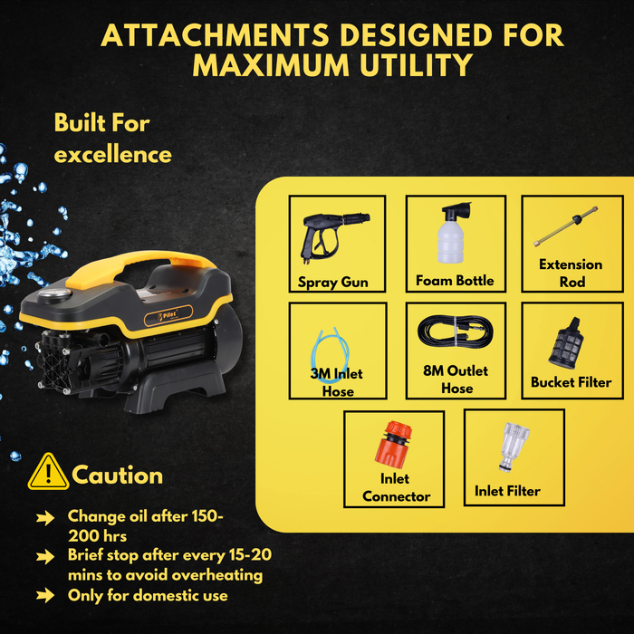 Pilot High Pressure Washer 2600W Copper Motor