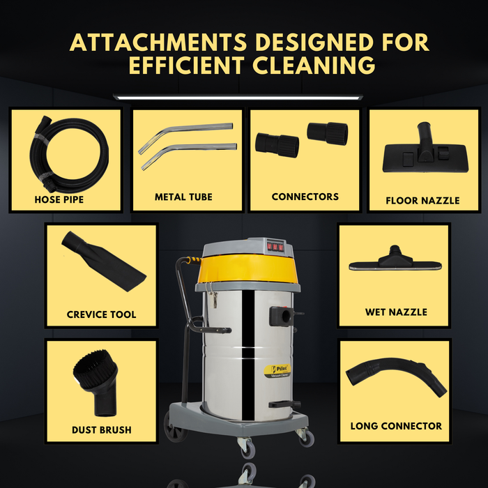 Pilot 100L Wet and Dry Vacuum Cleaner | 4500W Triple Copper Motor | Stainless Steel Body | Heavy Duty Industrial Vacuum | High Suction for Factory, Garage & Commercial Use