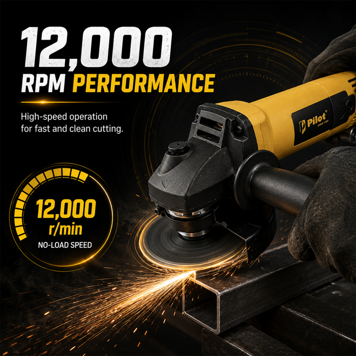 Pilot Angle Grinder 900W Copper Motor | 100mm Disc | 12,000 RPM Cutting & Grinding Machine