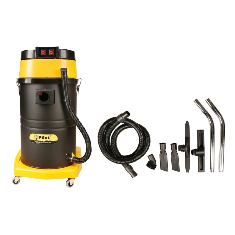 Pilot 70L Wet and Dry Vacuum Cleaner | 2400W Double Copper Motor | Stainless Steel Body | High Suction Heavy Duty Industrial Vacuum | For Home, Car, Garage & Commercial Use
