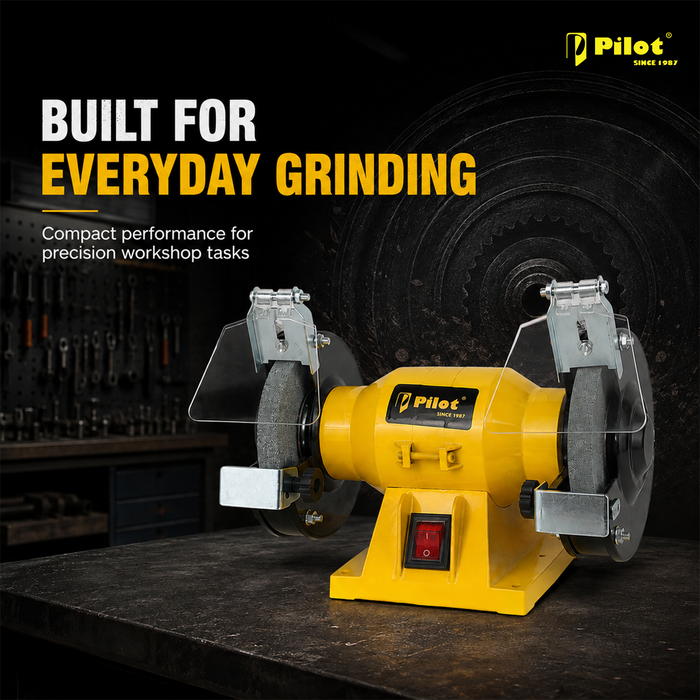 Pilot Bench Grinder 5 Inch (125mm) 200W Electric Grinding Machine | 2950 RPM Heavy Duty Bench Grinder for Tool Sharpening, Metal Grinding, Rust Removal, Polishing & Workshop Use