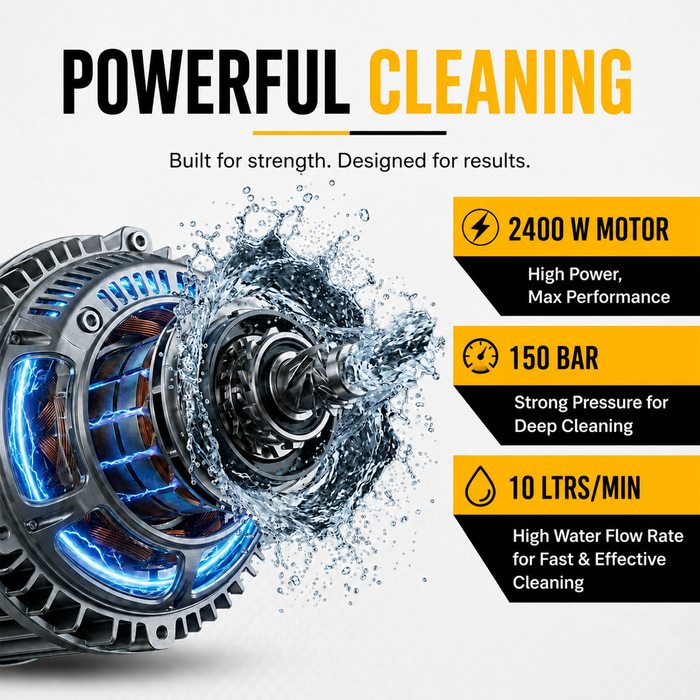 Pilot 2400W High Pressure Car Washer | 150 Bar 10L/min Water Flow | Portable Pressure Washer for Car, Bike, Home Cleaning, Patio & Garden Use | PL-PWC-02