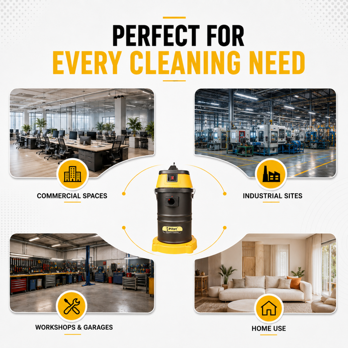 Pilot 35L Wet and Dry Vacuum Cleaner | 1500W Single Copper Motor | Stainless Steel Body | High Suction Heavy Duty Industrial Vacuum | Ideal for Home, Car, Garage & Workshop Use