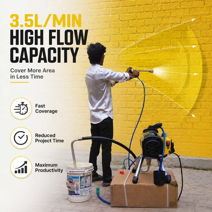 DG-Tech Airless Paint Sprayer 490 | 2400W High Power Motor | 1000–3000 PSI | 3.5L/Min Flow Rate | Heavy Duty Professional Paint Sprayer for Wall, Industrial & Commercial Painting